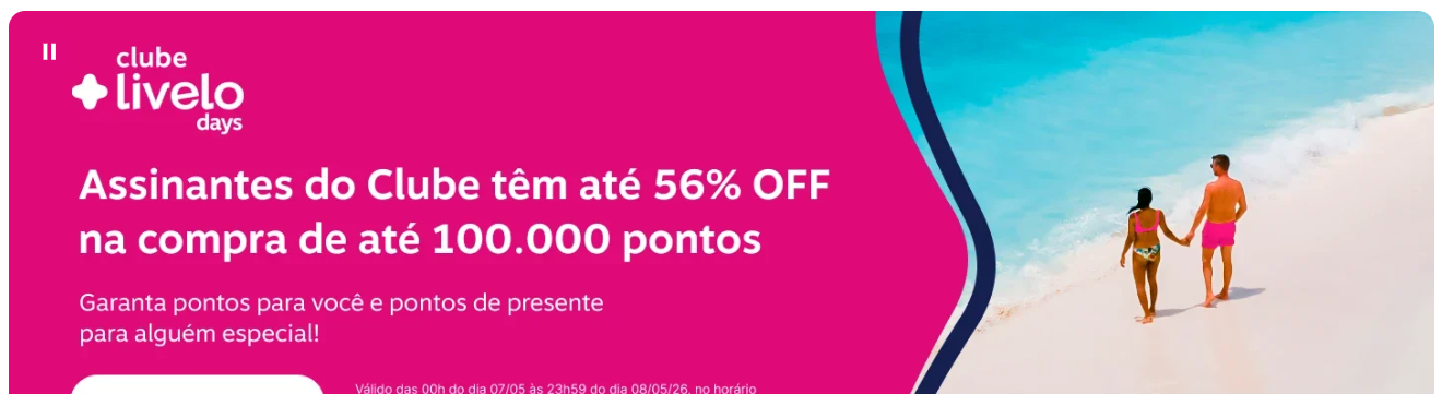 Desconto de até 56% na compra de pontos Livelo Clube - Imagem do artigo original