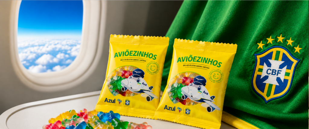 Balinhas temáticas da Seleção Brasileira nos voos da Azul - Imagem do artigo