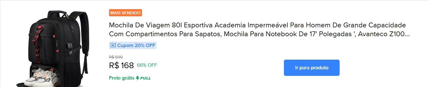 Mochilas de viagem recebem até 66% de desconto no Mercado Livre - Imagem do artigo original