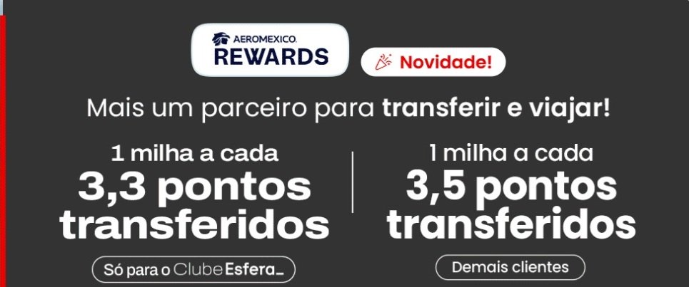 Transferir pontos Esfera para Aeroméxico: veja nova paridade - Imagem do artigo