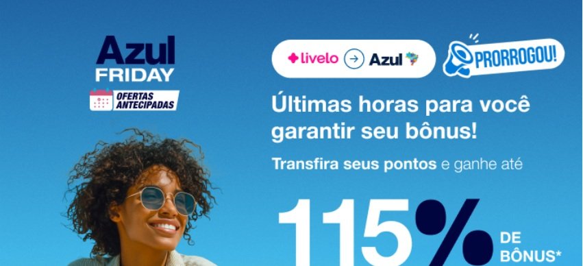 Transferir pontos Livelo para Azul rende até 115% de bônus - Imagem do artigo