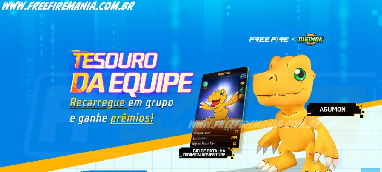 Recarga Free Fire: Pet Agumon e Bio Digimon no dia 17 - Imagem do artigo
