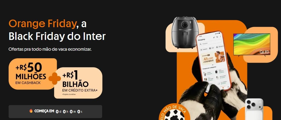 Orange Friday do Inter: até 80% off e R$50 mi em cashback - Imagem do artigo