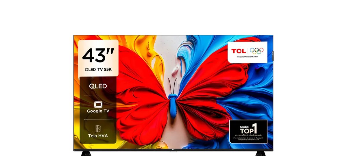 Smart TV TCL 43 QLED em oferta: R$300 de desconto no Mercado Livre - Imagem do artigo
