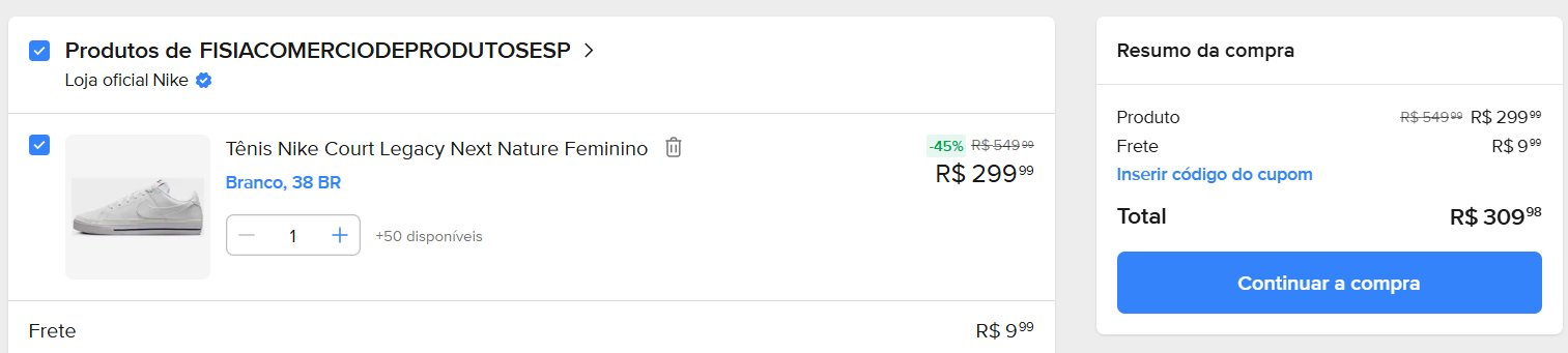 Tênis Nike com 45% de desconto no Mercado Livre hoje - Imagem do artigo original