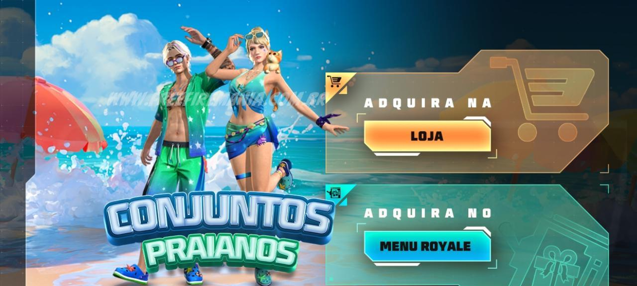 Conjunto Na Moda Praiana no Token Royale do Free Fire - Imagem do artigo