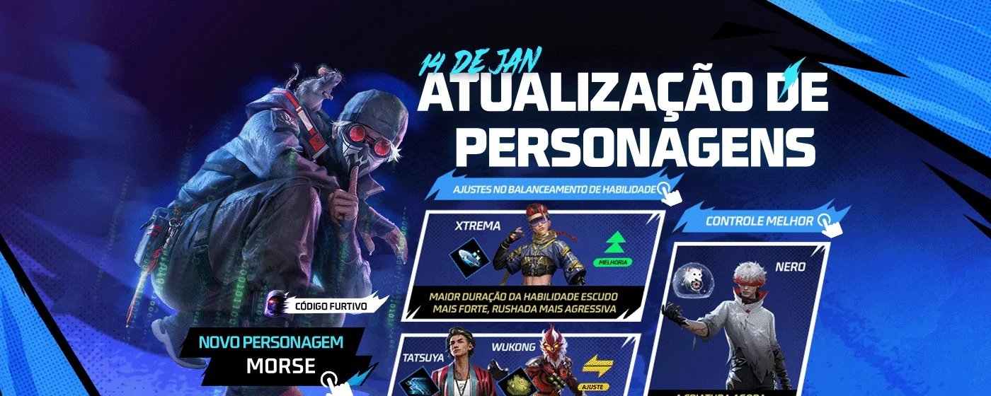 Atualização Free Fire 2026 traz mudanças em personagens - Imagem do artigo