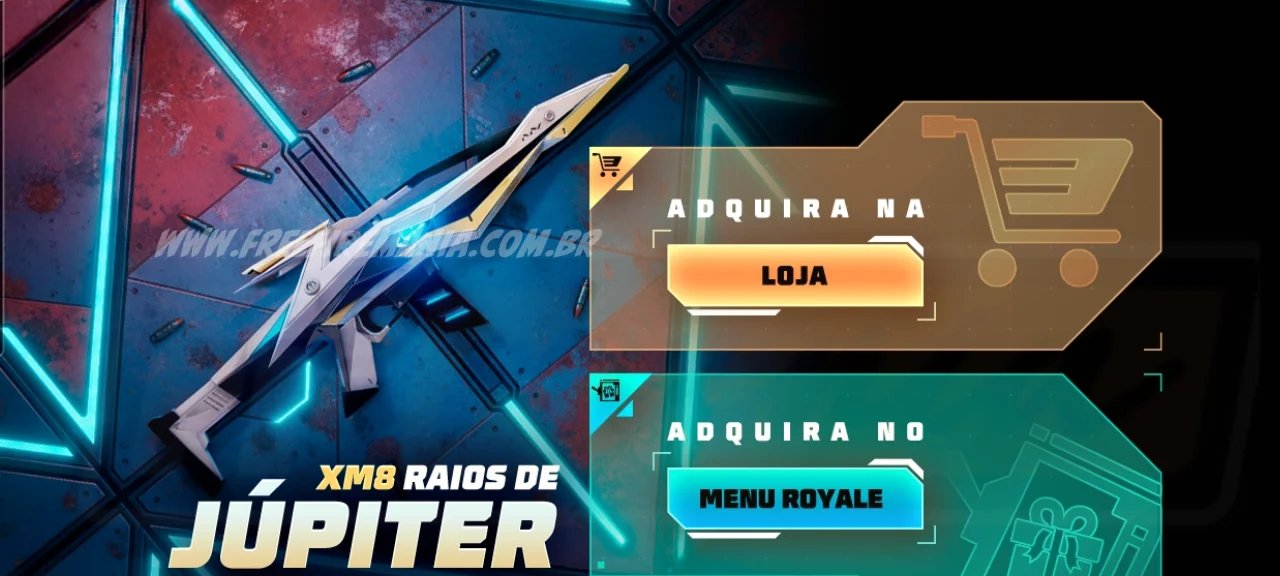 XM8 Raios de Jupiter Free Fire: prêmios do Escolha Royale - Imagem do artigo