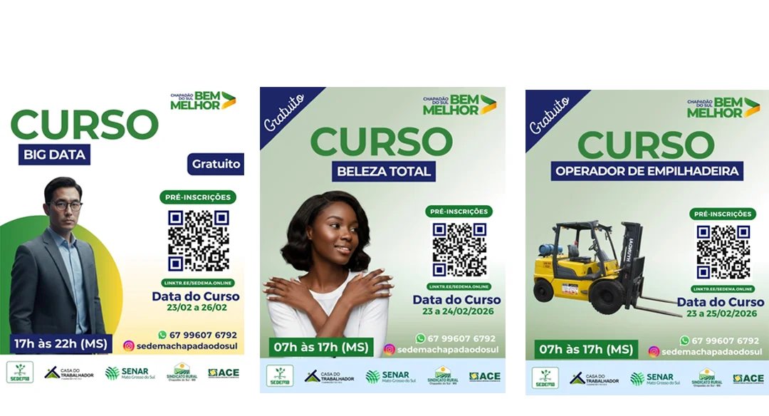 Cursos profissionalizantes gratuitos em Chapadão do Sul - Imagem do artigo