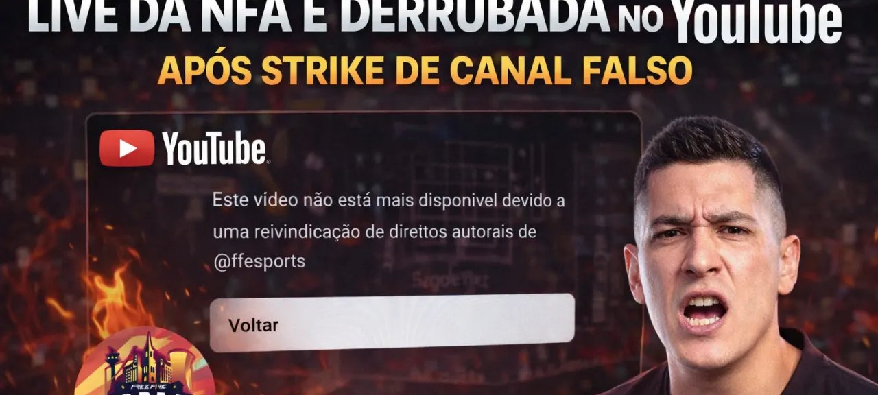 Live da NFA cai no YouTube após strike súbito de canal falso - Imagem do artigo