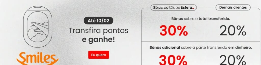 Pontos Esfera para Smiles: bônus de até 60% na transferência - Imagem do artigo