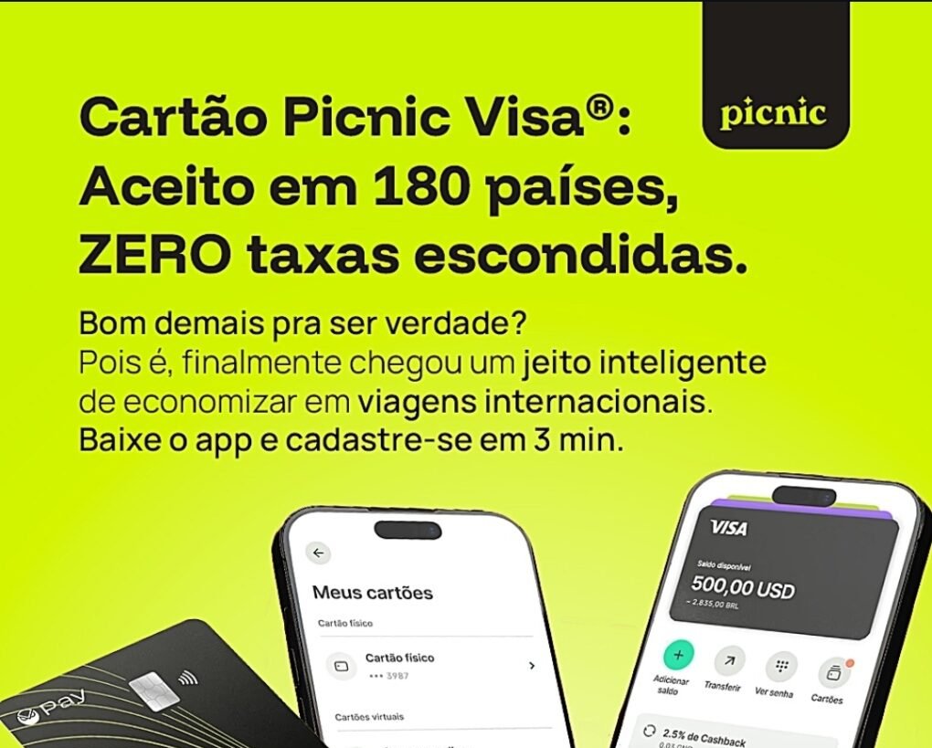 Cartão Picnic Visa oferece conta em dólar sem tarifas - Imagem do artigo