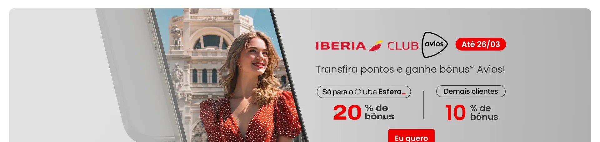 Bônus Esfera para Iberia Club termina hoje; ganhe 20% - Imagem do artigo original